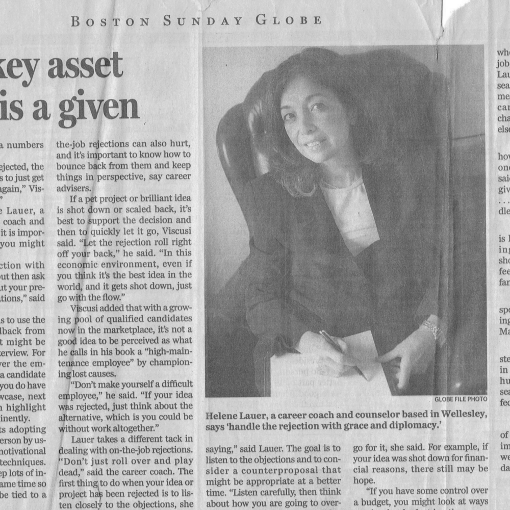 Helene Lauer, a career coach, discusses handling rejection with grace and seeking constructive feedback.