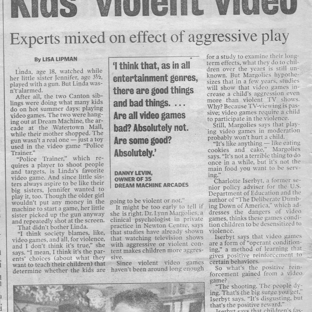 Article discusses mixed expert opinions on the effects of violent video games on children.