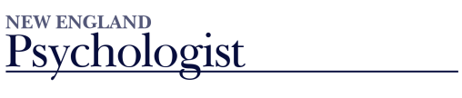 Logo for New England Psychologist, featuring the title in navy blue text.