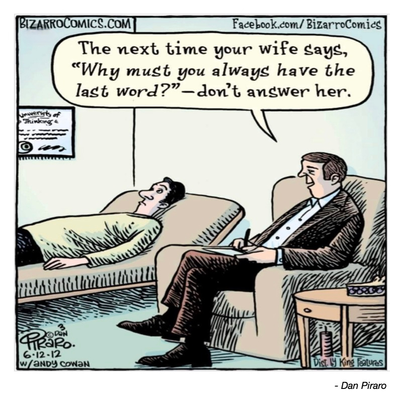 A man lies on a couch while a therapist takes notes, discussing communication in relationships.