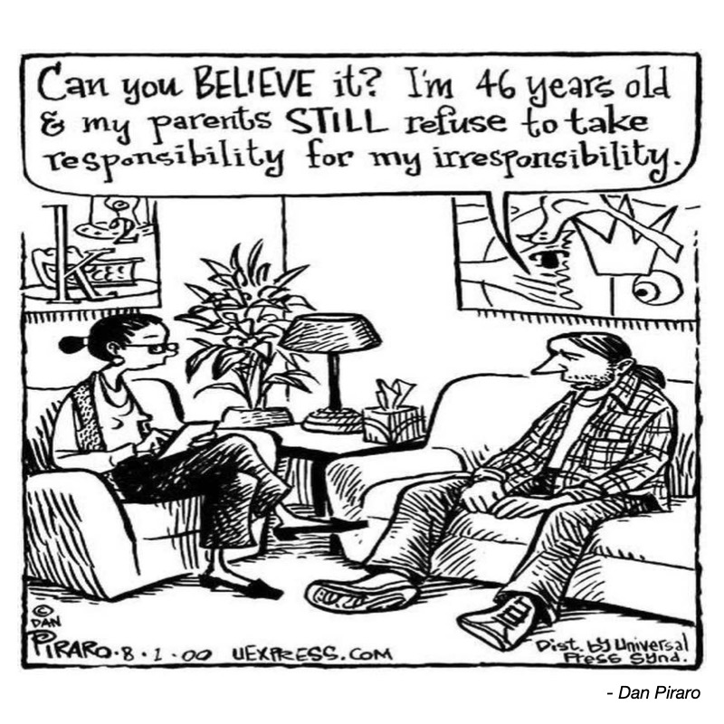 A woman listens as a man complains about his parents not taking responsibility for him.