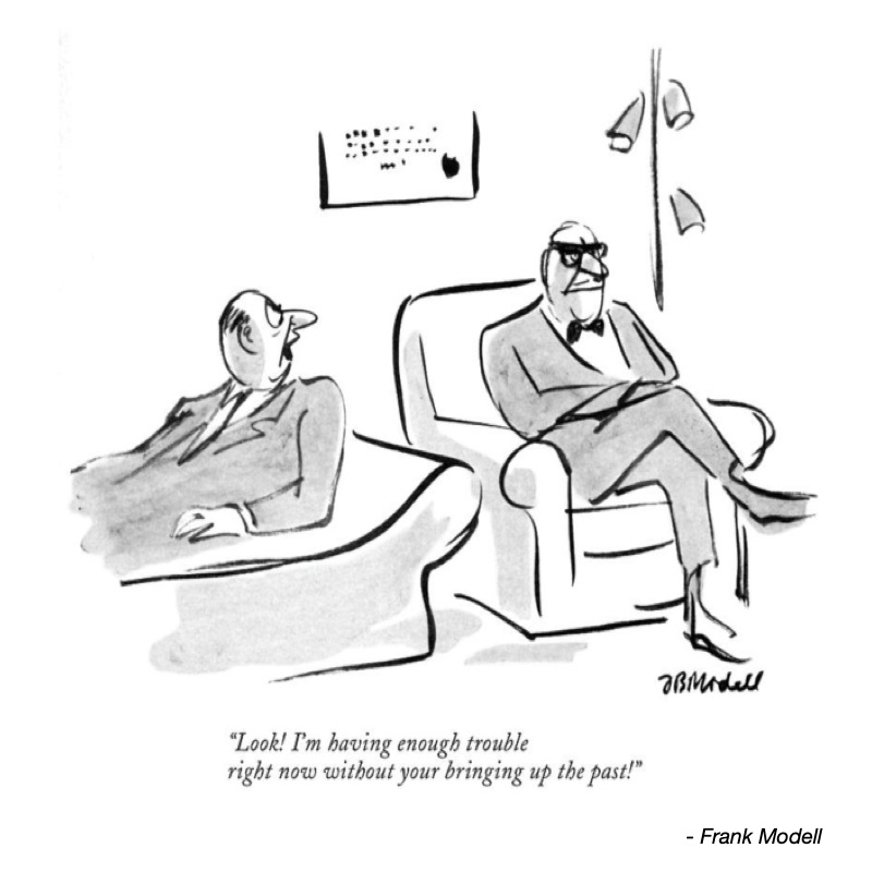 A therapist and a client sit in a room; the client expresses frustration about discussing past issues.